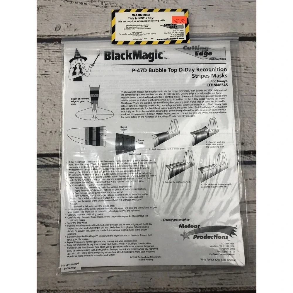 1/48 P-47D Bubbletop Black Magic D-Day Stripe Masks For Tamiya CEBM48545